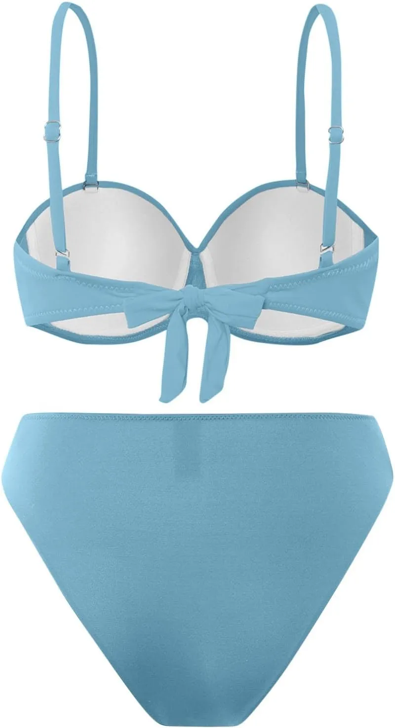 Swim Suits for Women Trendy Backless Pure Tummy Control Bikini Modest Bathing Suit Fashion Bandeau Swimsuits