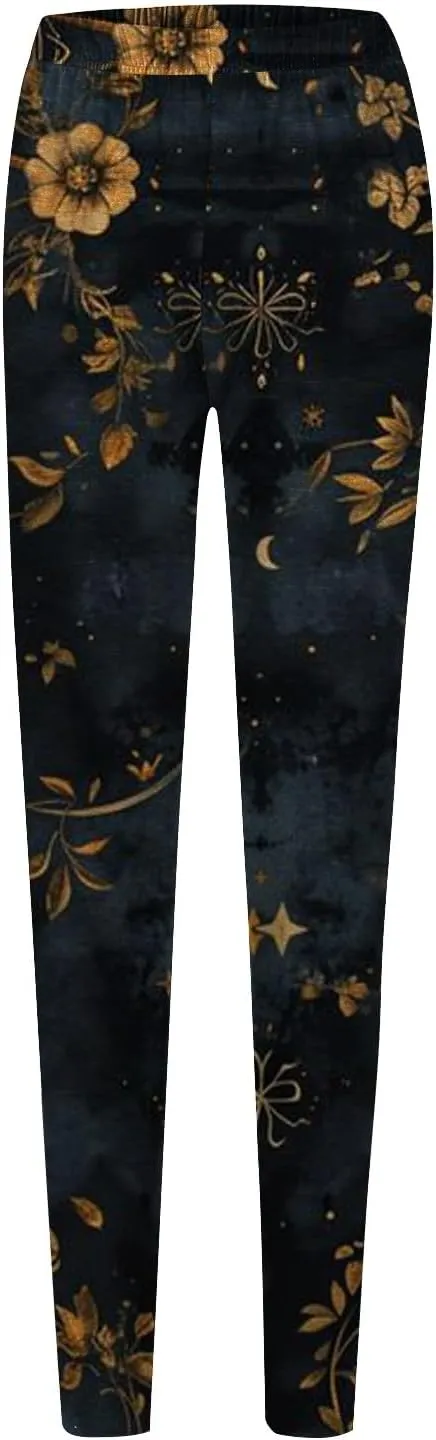 Thin Leggings for Women Womens Printed High Waist Stretch Skinny Leggings Print Active Leggings