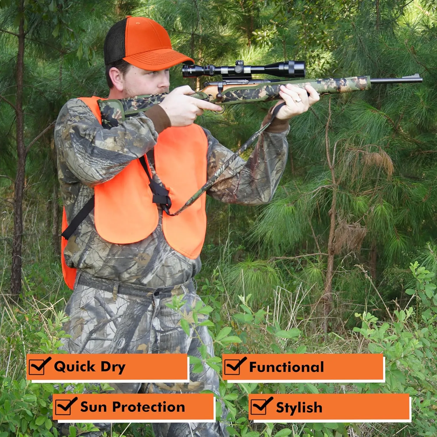 Tirrinia Adjustable Closure Orange Hunting Neon Basics Cap - Low Profile Tangerine Safety Baseball Hat with Blaze