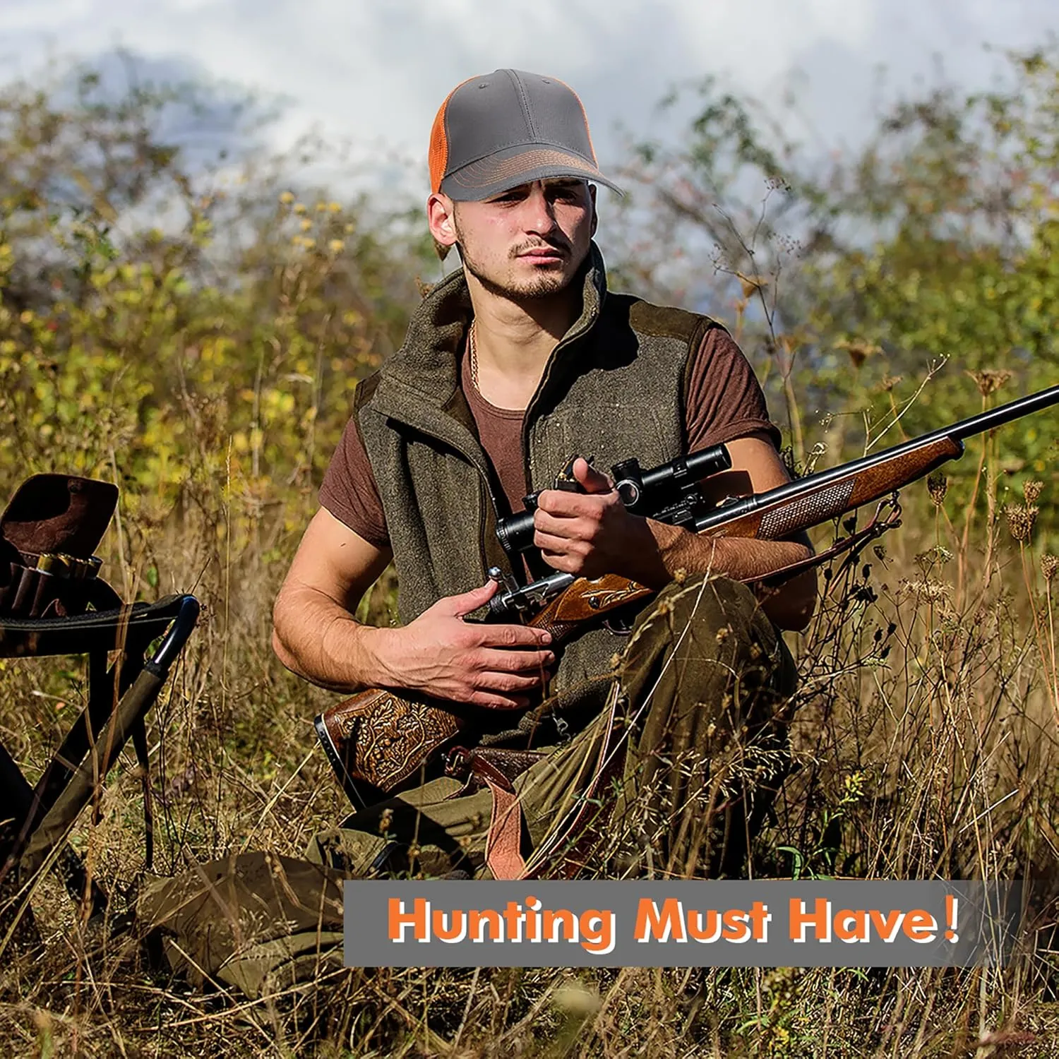 Tirrinia Adjustable Closure Orange Hunting Neon Basics Cap - Low Profile Tangerine Safety Baseball Hat with Blaze