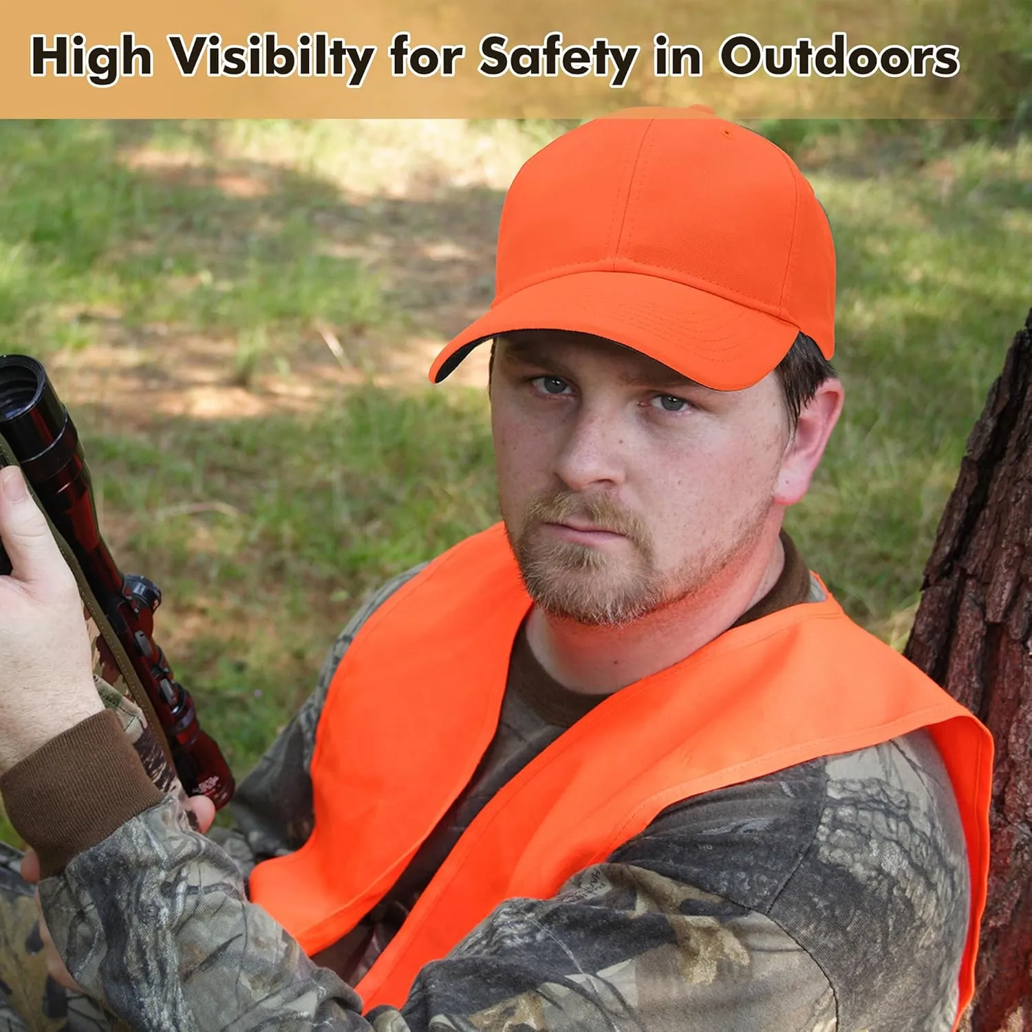 Tirrinia Adjustable Closure Orange Hunting Neon Basics Cap - Low Profile Tangerine Safety Baseball Hat with Blaze