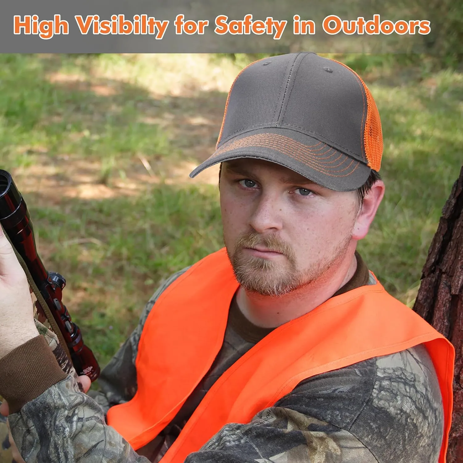 Tirrinia Adjustable Closure Orange Hunting Neon Basics Cap - Low Profile Tangerine Safety Baseball Hat with Blaze