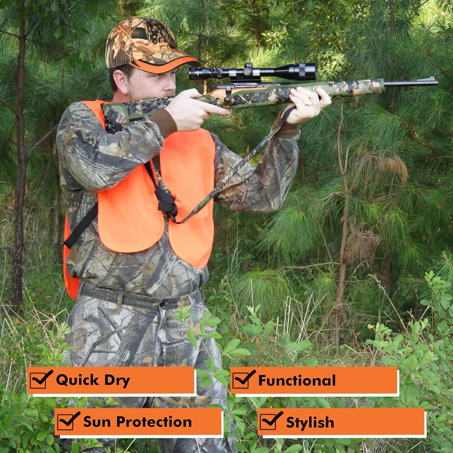 Tirrinia Adjustable Closure Orange Hunting Neon Basics Cap - Low Profile Tangerine Safety Baseball Hat with Blaze