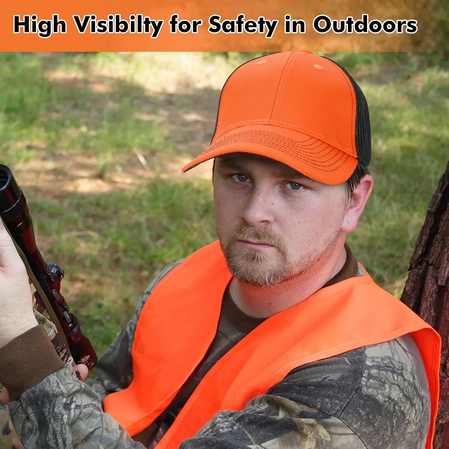 Tirrinia Adjustable Closure Orange Hunting Neon Basics Cap - Low Profile Tangerine Safety Baseball Hat with Blaze