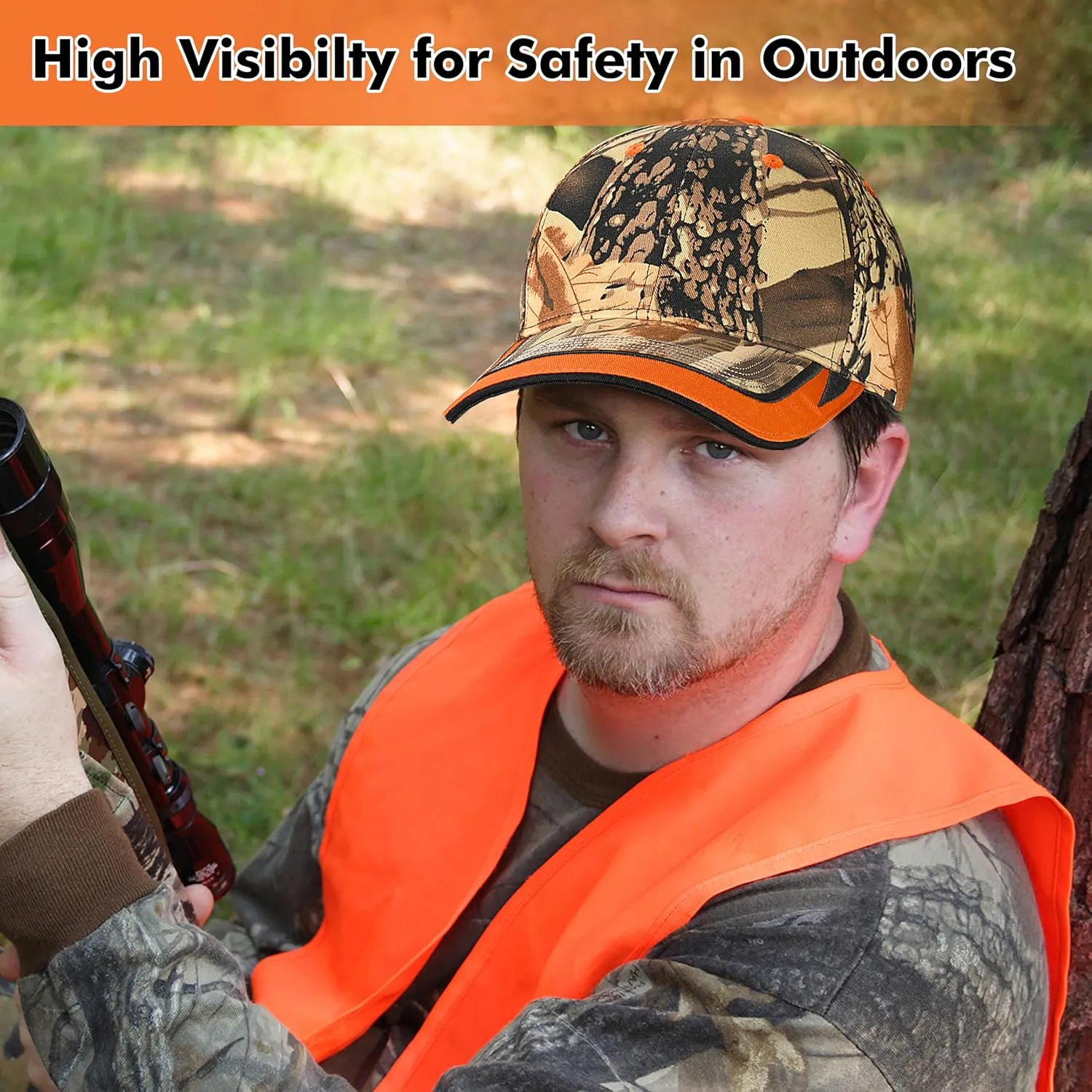 Tirrinia Adjustable Closure Orange Hunting Neon Basics Cap - Low Profile Tangerine Safety Baseball Hat with Blaze