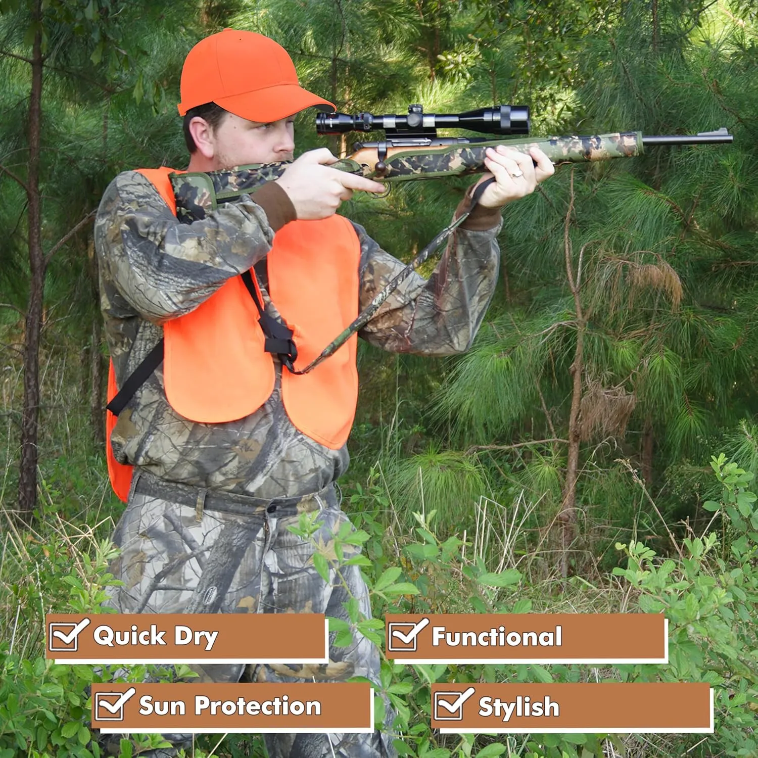 Tirrinia Adjustable Closure Orange Hunting Neon Basics Cap - Low Profile Tangerine Safety Baseball Hat with Blaze