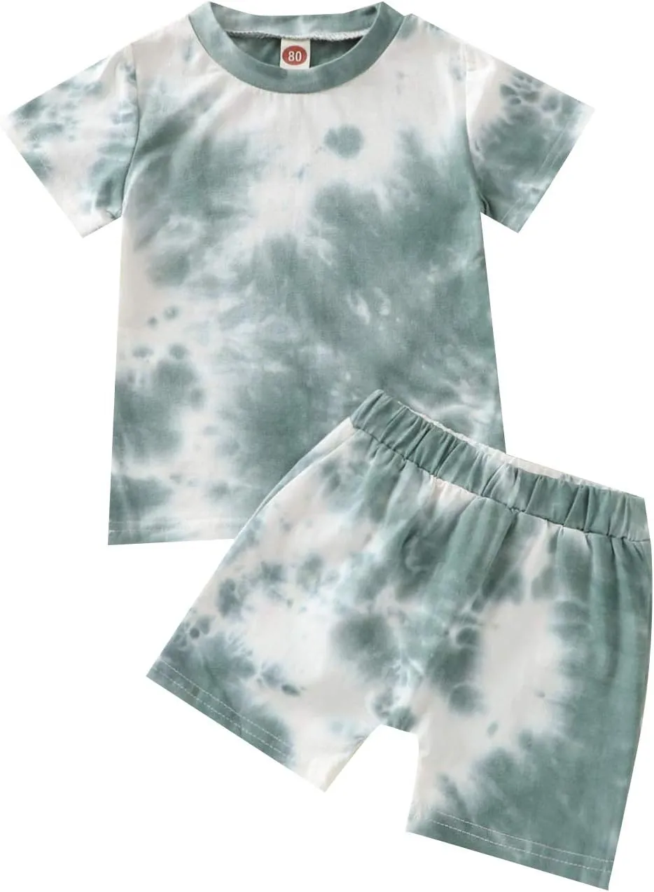 Toddler Baby Boys Outfits Tie Dye T-Shirt and Shorts Suit 2Pcs Summer Clothes Set