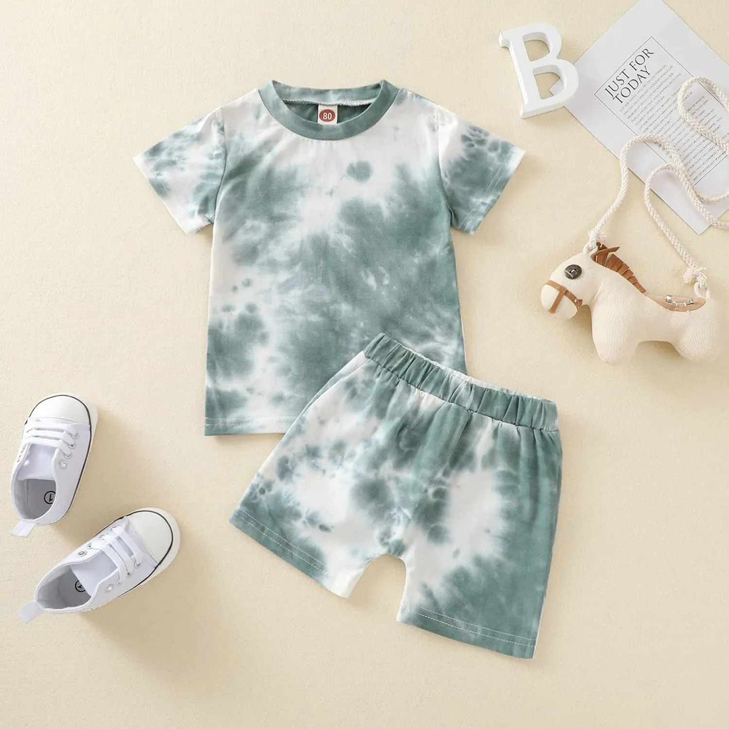 Toddler Baby Boys Outfits Tie Dye T-Shirt and Shorts Suit 2Pcs Summer Clothes Set