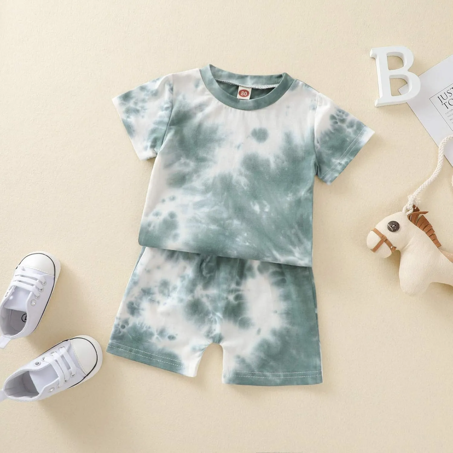 Toddler Baby Boys Outfits Tie Dye T-Shirt and Shorts Suit 2Pcs Summer Clothes Set