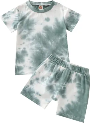 Toddler Baby Boys Outfits Tie Dye T-Shirt and Shorts Suit 2Pcs Summer Clothes Set