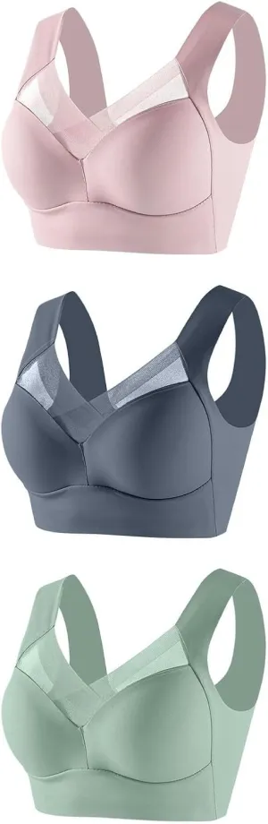 Tshirt Bras for Women 2 pc Pack Wireless Seamless Bralettes Soft Mesh Seamless Bra Full Coverage Smooth Athletic Bra
