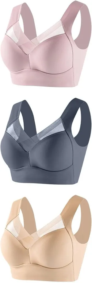 Tshirt Bras for Women 2 pc Pack Wireless Seamless Bralettes Soft Mesh Seamless Bra Full Coverage Smooth Athletic Bra