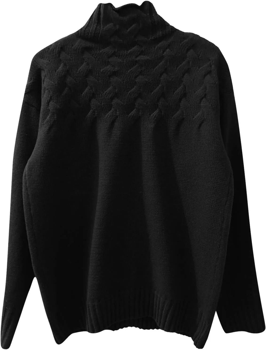 Turtleneck Pullover Tops Oversized Long Sleeve Knitted Pullover Fall Winter Trendy Basic Jumper Tops Crop Sweaters