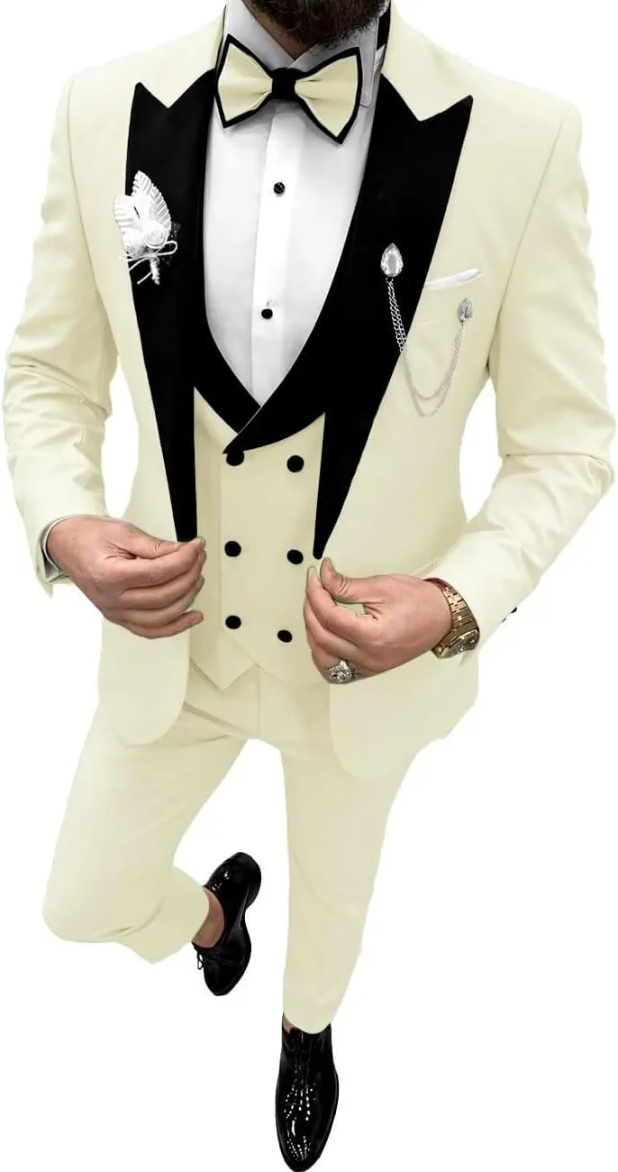 Tuxedo for Men Slim Fit 3 Piece Suits One Button Formal Wedding Groomsmen Suit Prom Tuxedo Suits