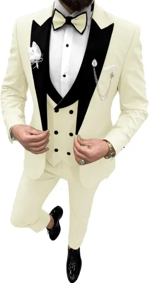 Tuxedo for Men Slim Fit 3 Piece Suits One Button Formal Wedding Groomsmen Suit Prom Tuxedo Suits