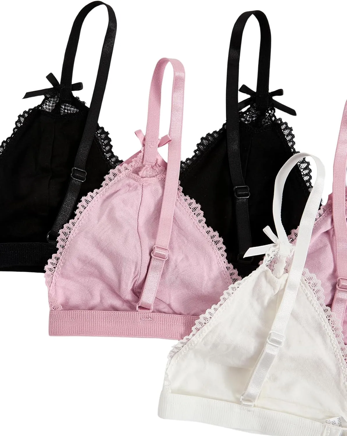 Verdusa Women's 3 Sets Floral Scalloped Lace Bow Bra and Panty Lingerie Sets