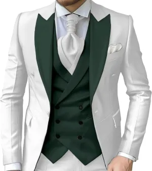 Wangyue Mens 3 Piece Slim Fit Suit Wedding Prom Tuxedo Suit for Men Formal Business Elegant Suits