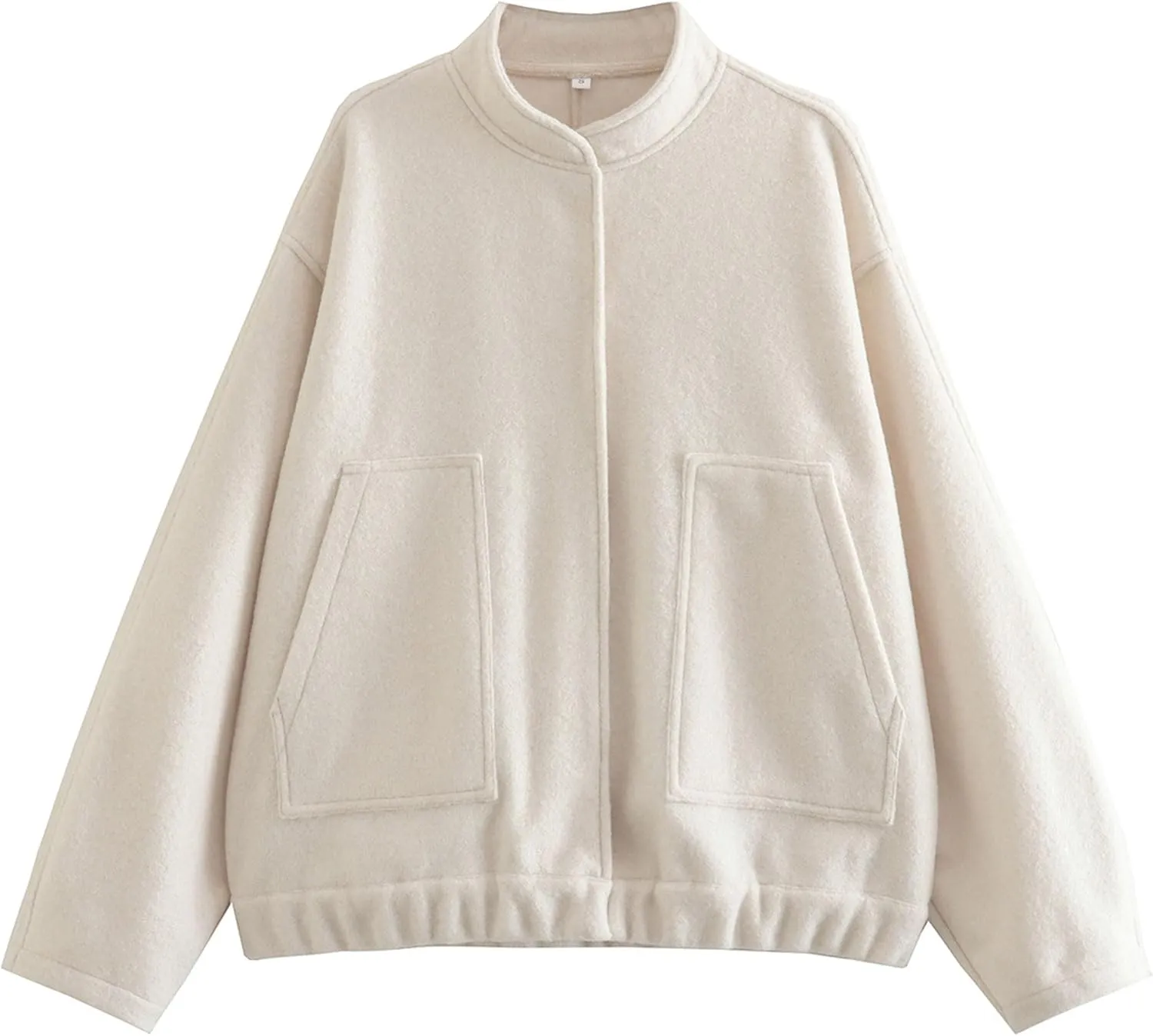 Wanzetaly Womens Oversized Wool Blend Jackets Casual Button Down Stand Collar Long Sleeve Bomber Jackets