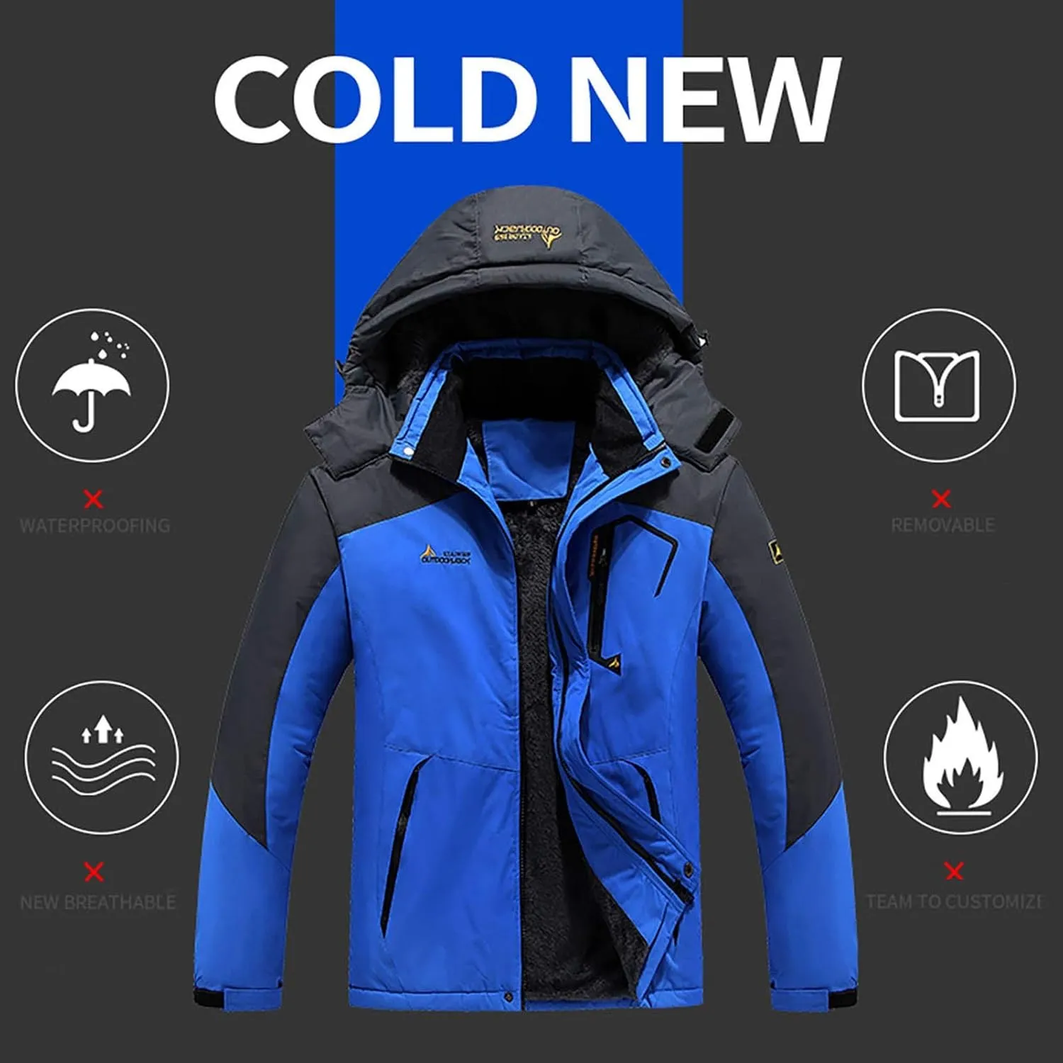 Waterproof Snowboarding Raincoat Warm Hooded Man's Windbreaker Jackets Men's Coats & Jackets Rain Jacket Men