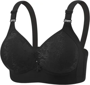 Wireless Push Up Bras for Women Plus Size No Underwire Full Coverage Support Lace Adjustable Comfort Floral Bra