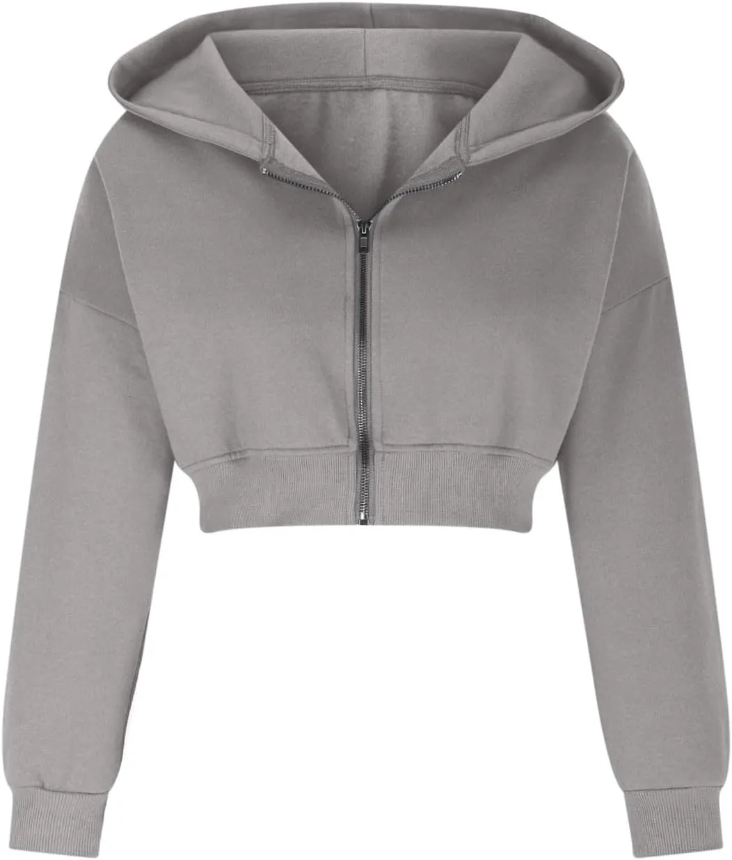 Women Cropped Hoodie Sweatshirt Full Zip up Long Sleeve Hoodies Casual Jacket Fall Fashion Y2k Clothes Teen Girl Tops
