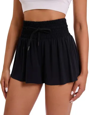 Women Flowy Athletic Shorts High Waisted Gym Yoga Workout Running Tennis Skort with Pockets Cute Summer Clothes