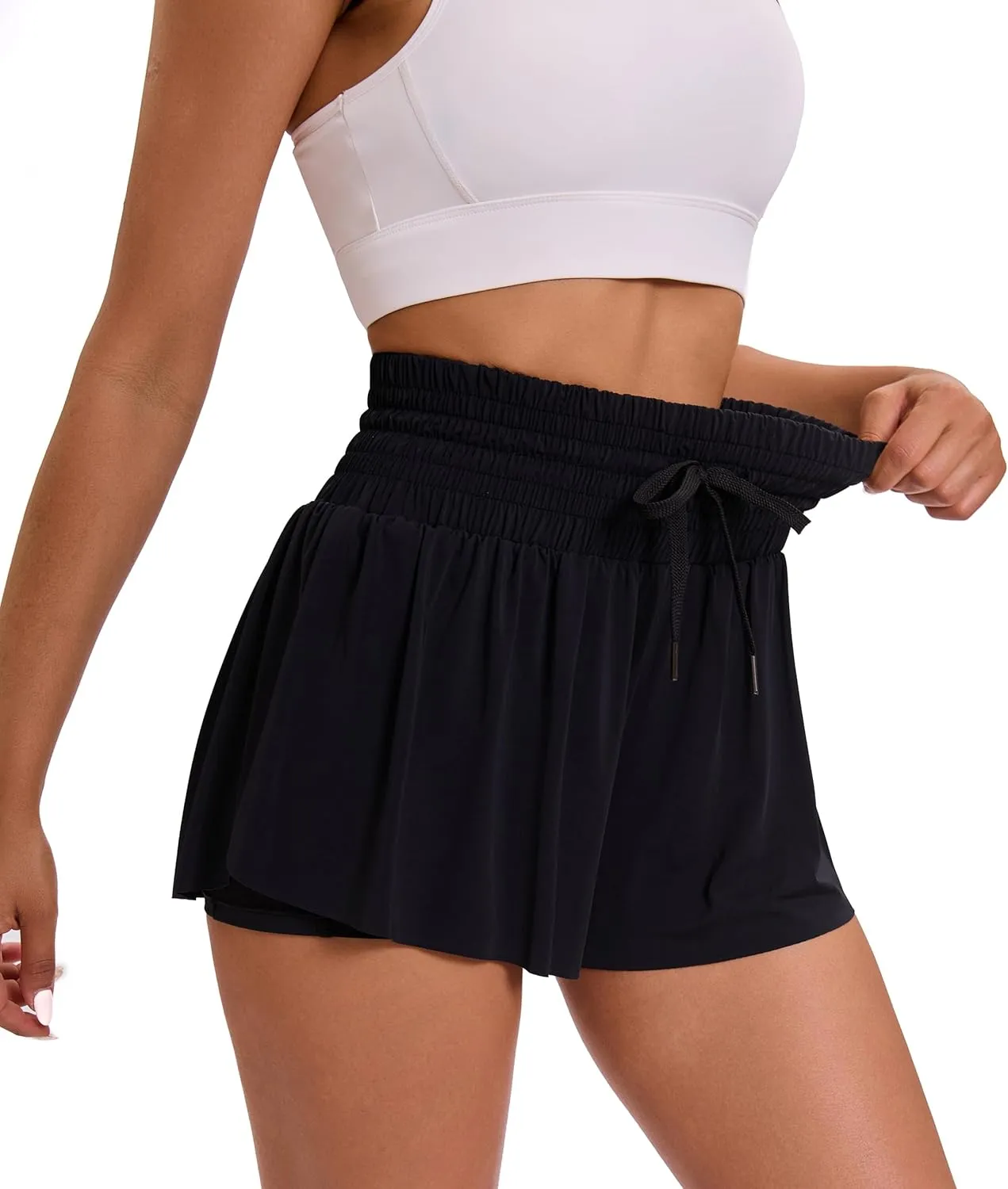 Women Flowy Athletic Shorts High Waisted Gym Yoga Workout Running Tennis Skort with Pockets Cute Summer Clothes