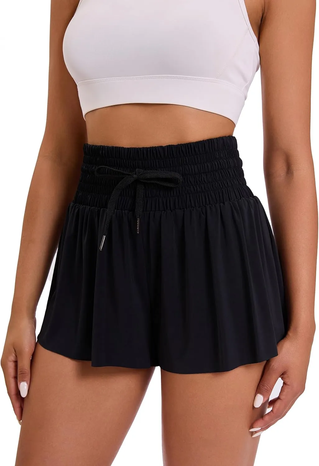 Women Flowy Athletic Shorts High Waisted Gym Yoga Workout Running Tennis Skort with Pockets Cute Summer Clothes