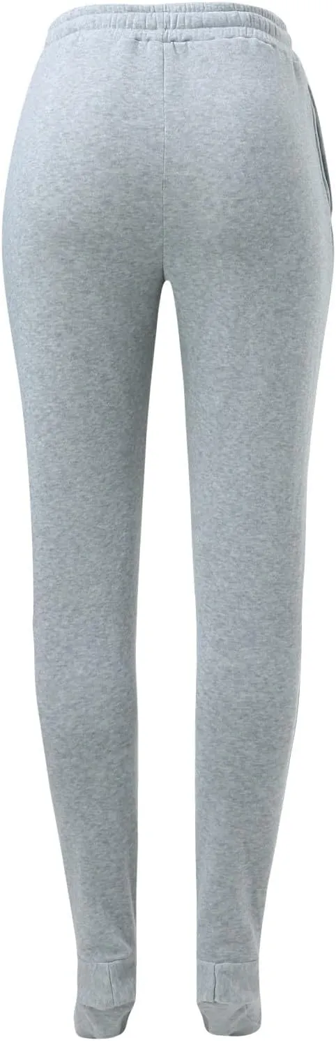 Women Footed Sweatpants Sherpa Fleece Lined Drawstring Pants Winter Soft Warm Nightwear Loungewear Solid Footed Loose Pajamas
