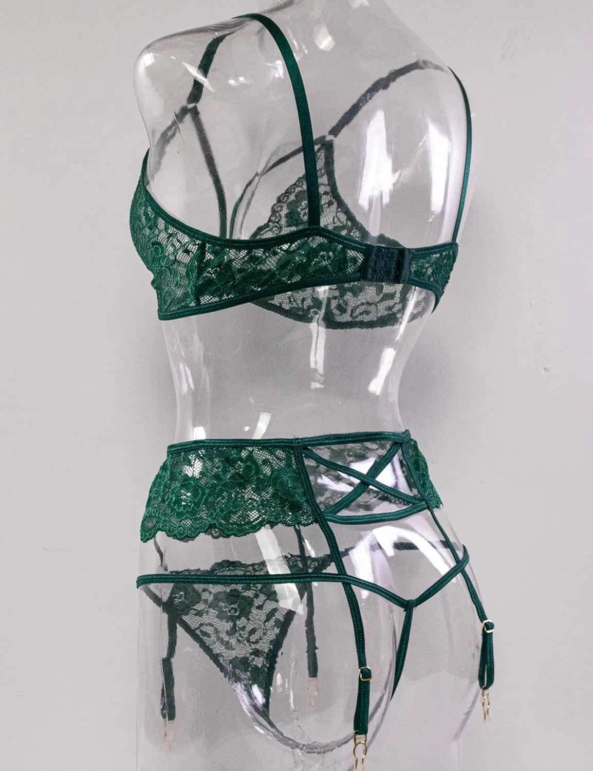 Women Lingerie with Stockings and Gloves or Eye-mask,Garter Belt Lingerie Set