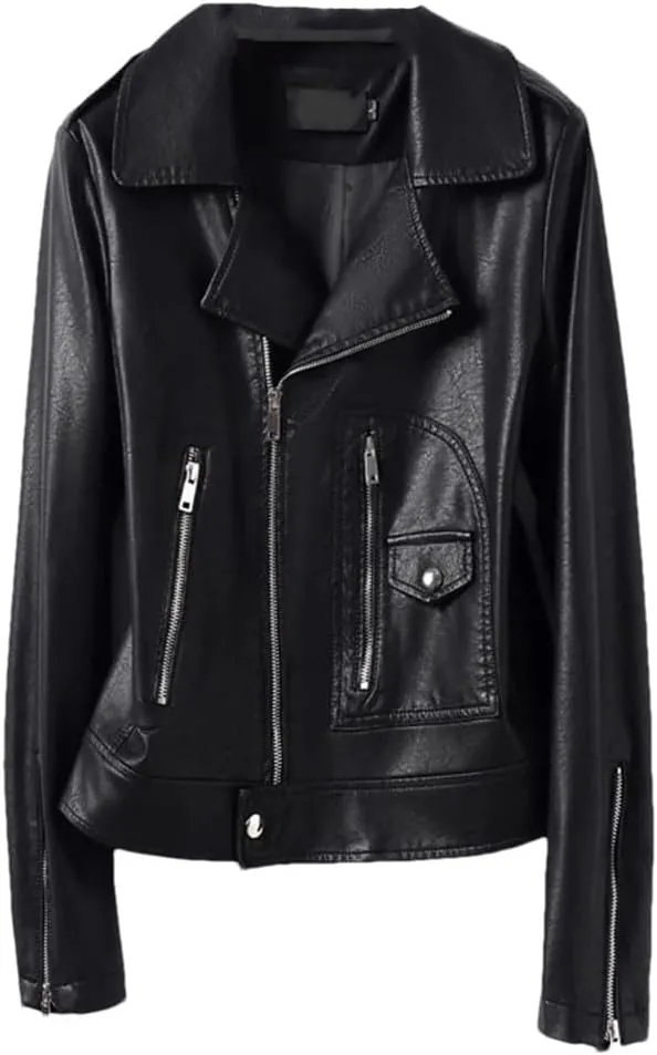 Women Moto Biker Sheep Leather Jackets Short Diagonal Zipper Real Split Sheepskin Jackets Coats