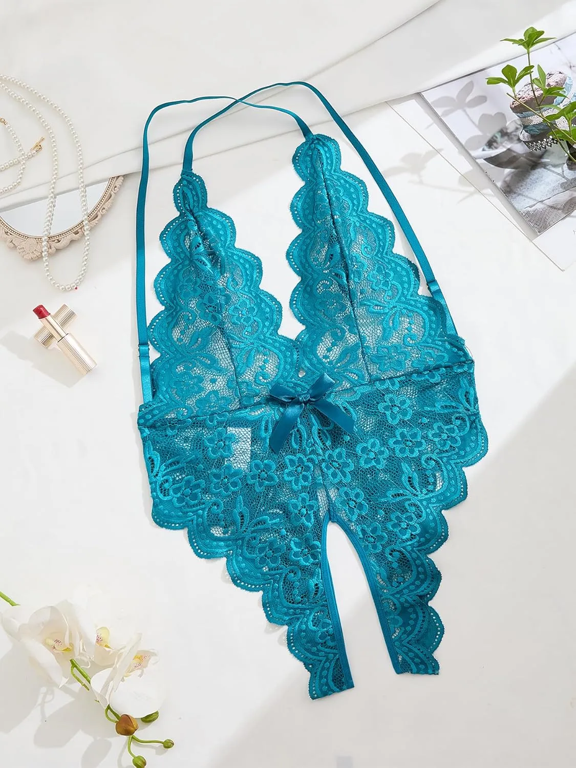 Women One Piece Lingerie Sexy Teddy Lingerie Deep V Sexy Bodysuit Lace Babydoll