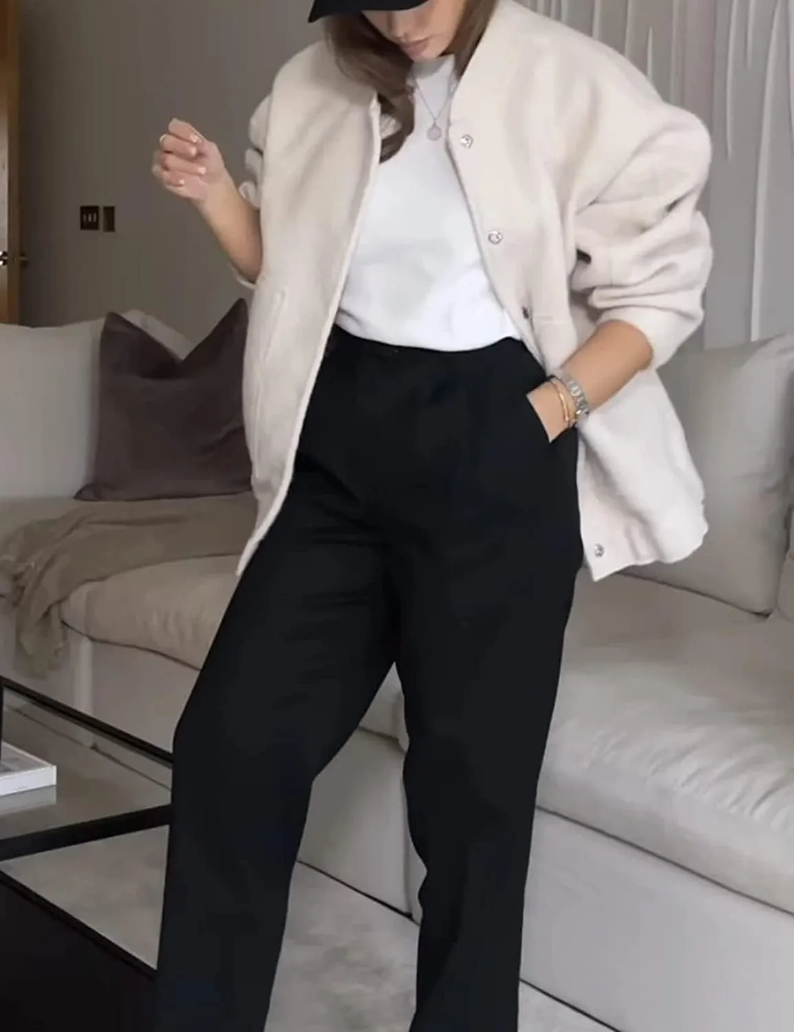 Women Oversized Long Sleeve Shacket Jackets Wool Blend Coat Button Down Outerwear Bomber Jackets