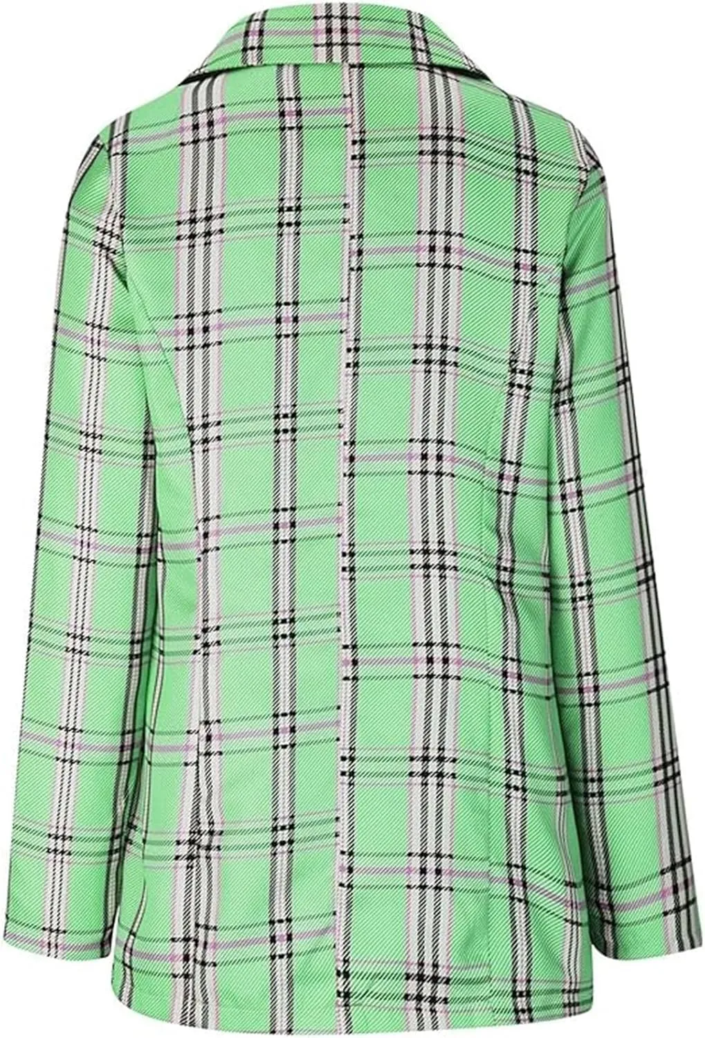 Women Plaid Sweatshirt Blazer Plus Size Notch Lapel Business Work Checkered Suit Jacket Stylish Open Front Cardigan