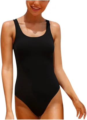 Women Sexy Backless One Piece Swimsuit Slimming Bathing Suit Tummy Control Swim Suits 2025 Casual Athletic Swimwear
