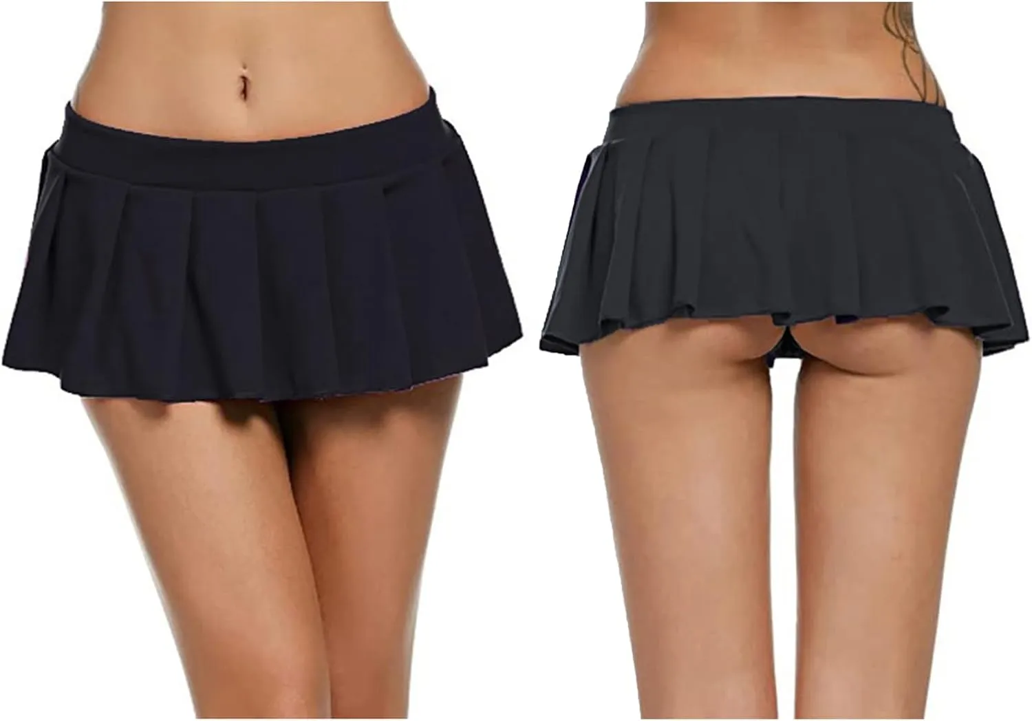 Women Sexy Pleated Mini Skirt Pleated Low Rise Solid Color Micro Skirts Role Play Schoolgirl Outfits Dance Clubwear
