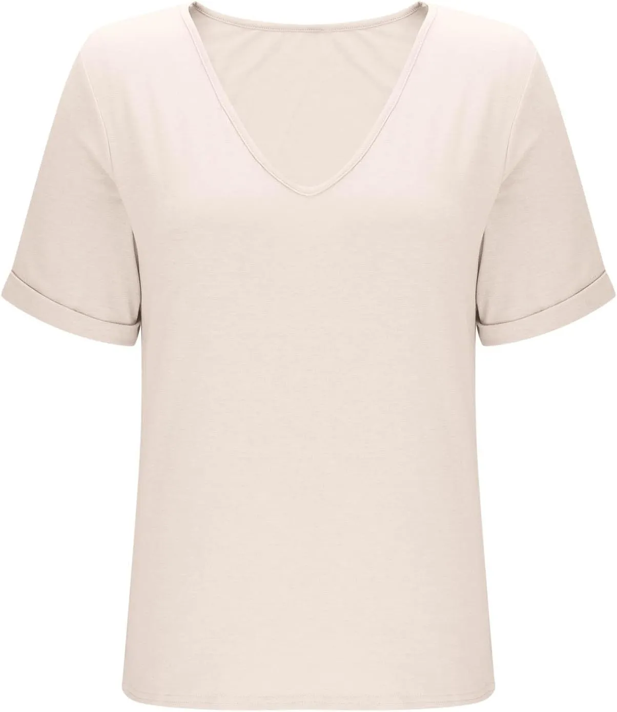 Women Short Sleeve Loose Fit T Shirts Summer Deep V Neck Soft Comfy Basic Tee Tops Casual Lightweight Blouse for Gym Sleep