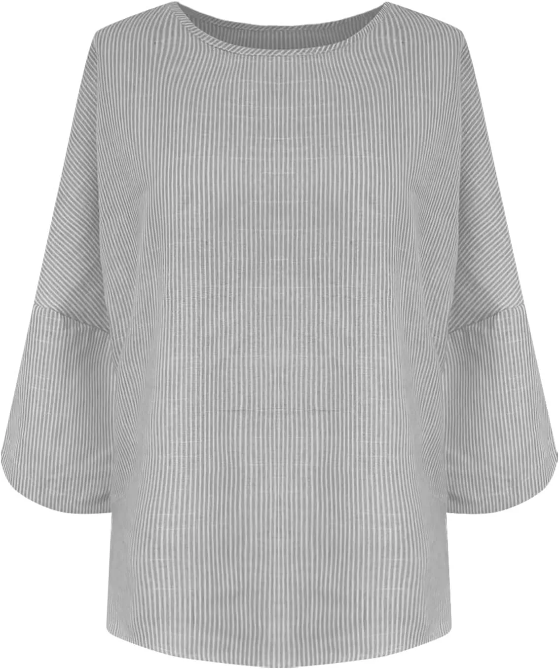 Women Summer Linen Tunic Tops 3/4 Sleeve Solid Color Tees Scoop Neck Lightweight Shirts Plus Size Flowy Blouse