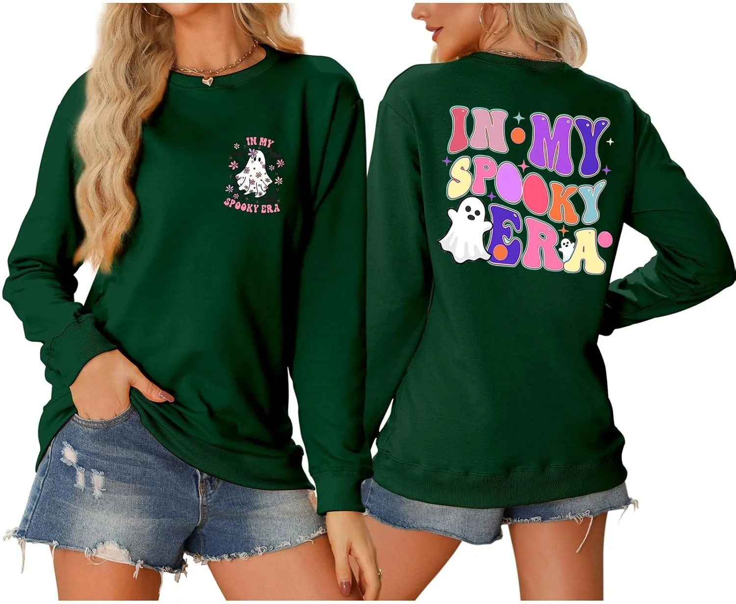 Women Sweater Printed Halloween Pullover Hoodie No Hoodie Casual Fit Basics Womens Clothing Women Lightweight