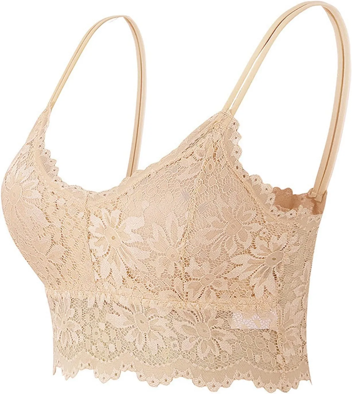 Womens 2024 Lace Bralettes Comfy Spaghetti Strap Knit Comfortable Everyday Bra Underwire T-Shirt Bra