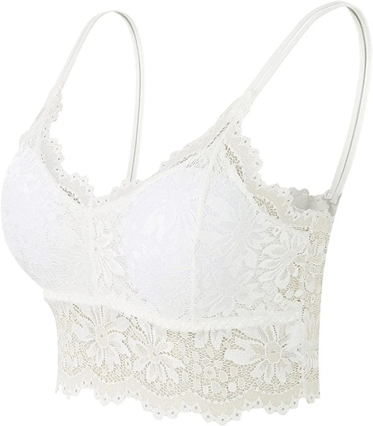 Womens 2024 Lace Bralettes Comfy Spaghetti Strap Knit Comfortable Everyday Bra Underwire T-Shirt Bra