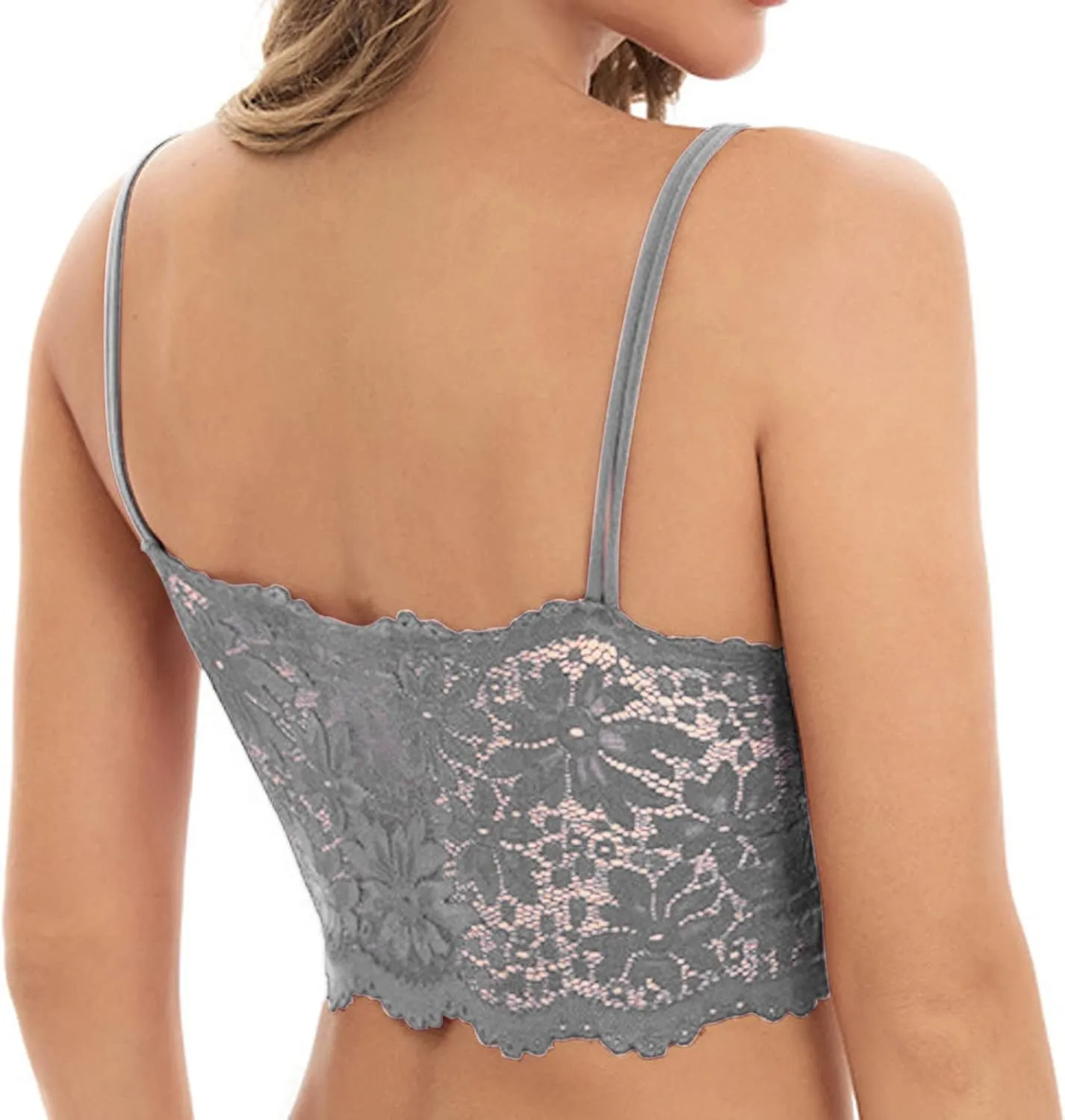 Womens 2024 Lace Bralettes Comfy Spaghetti Strap Knit Comfortable Everyday Bra Underwire T-Shirt Bra