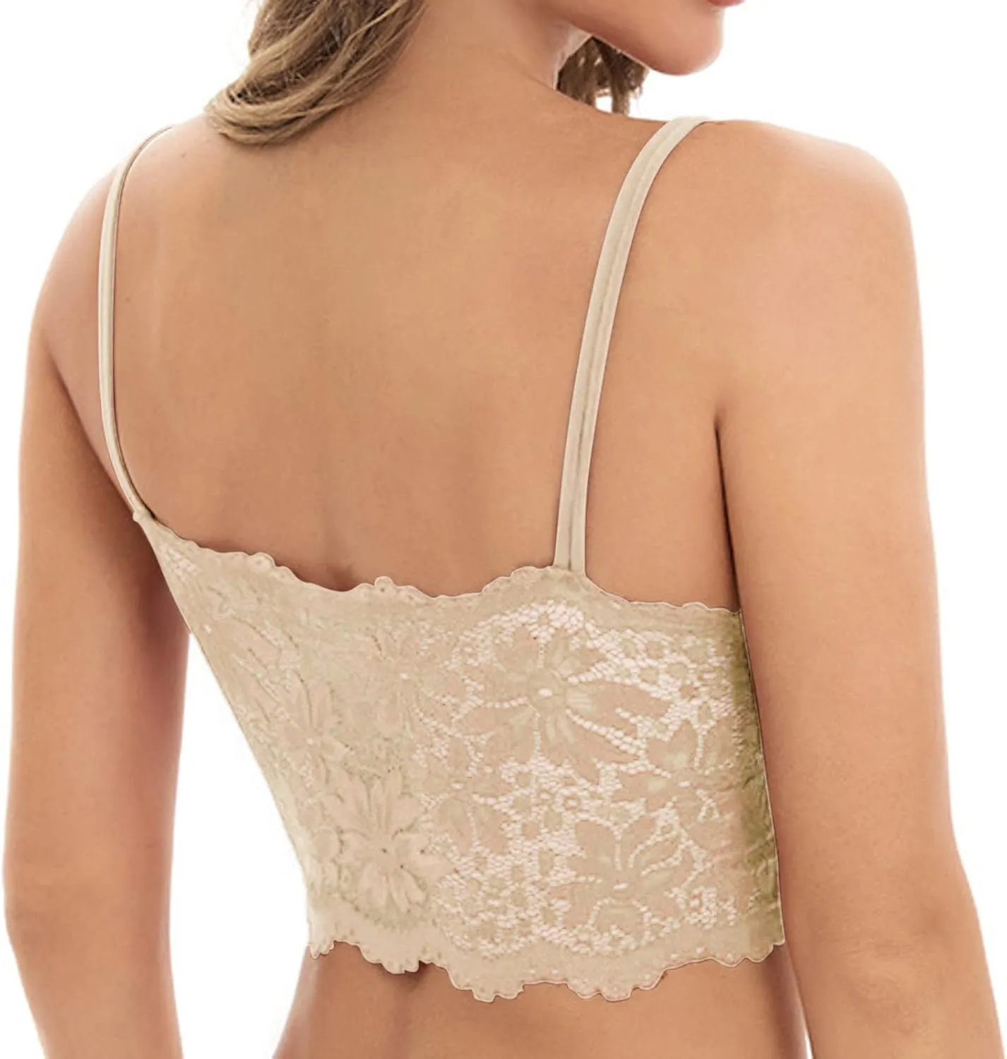Womens 2024 Lace Bralettes Comfy Spaghetti Strap Knit Comfortable Everyday Bra Underwire T-Shirt Bra