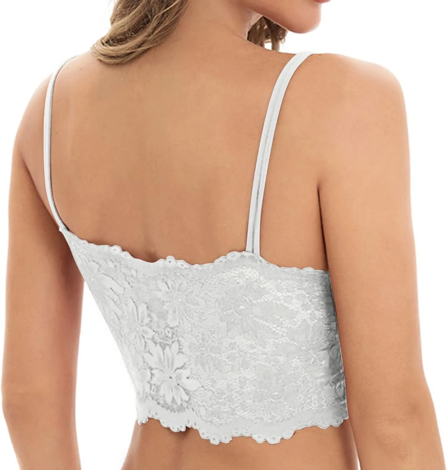 Womens 2024 Lace Bralettes Comfy Spaghetti Strap Knit Comfortable Everyday Bra Underwire T-Shirt Bra