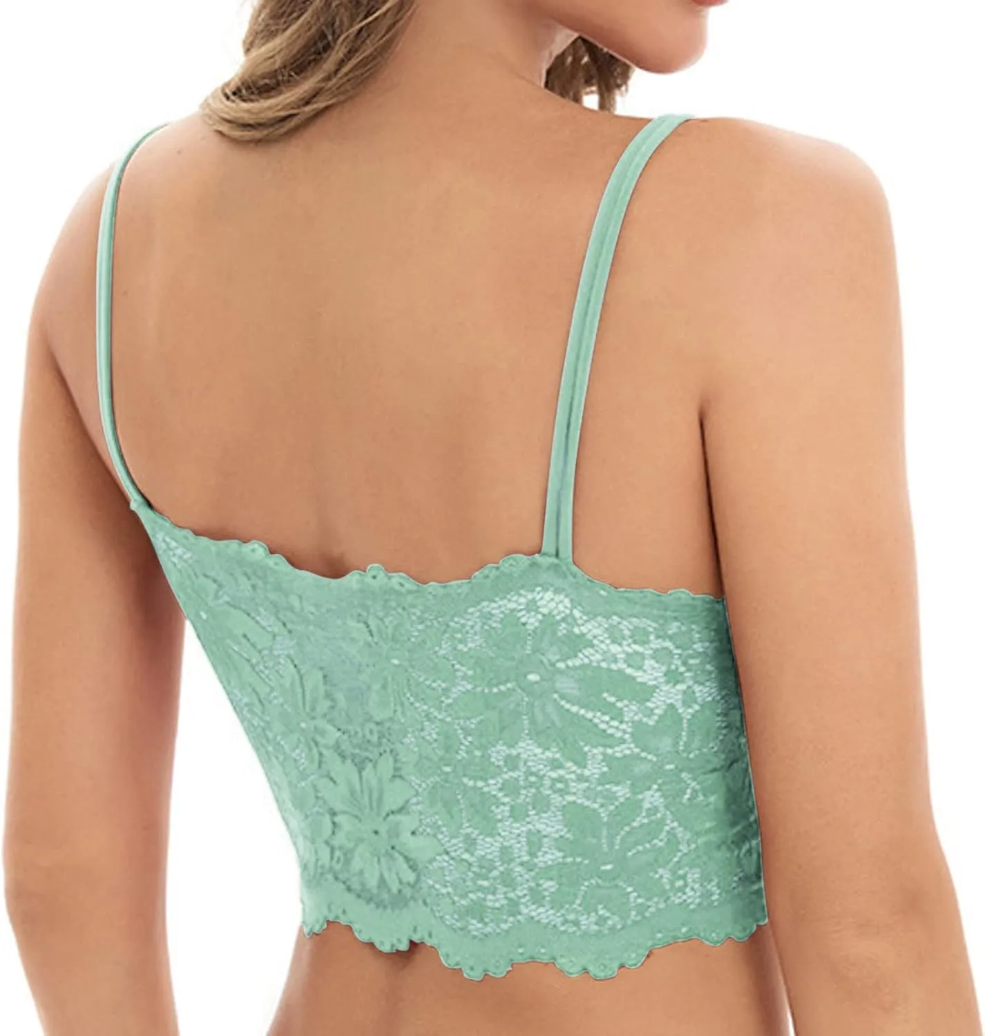 Womens 2024 Lace Bralettes Comfy Spaghetti Strap Knit Comfortable Everyday Bra Underwire T-Shirt Bra