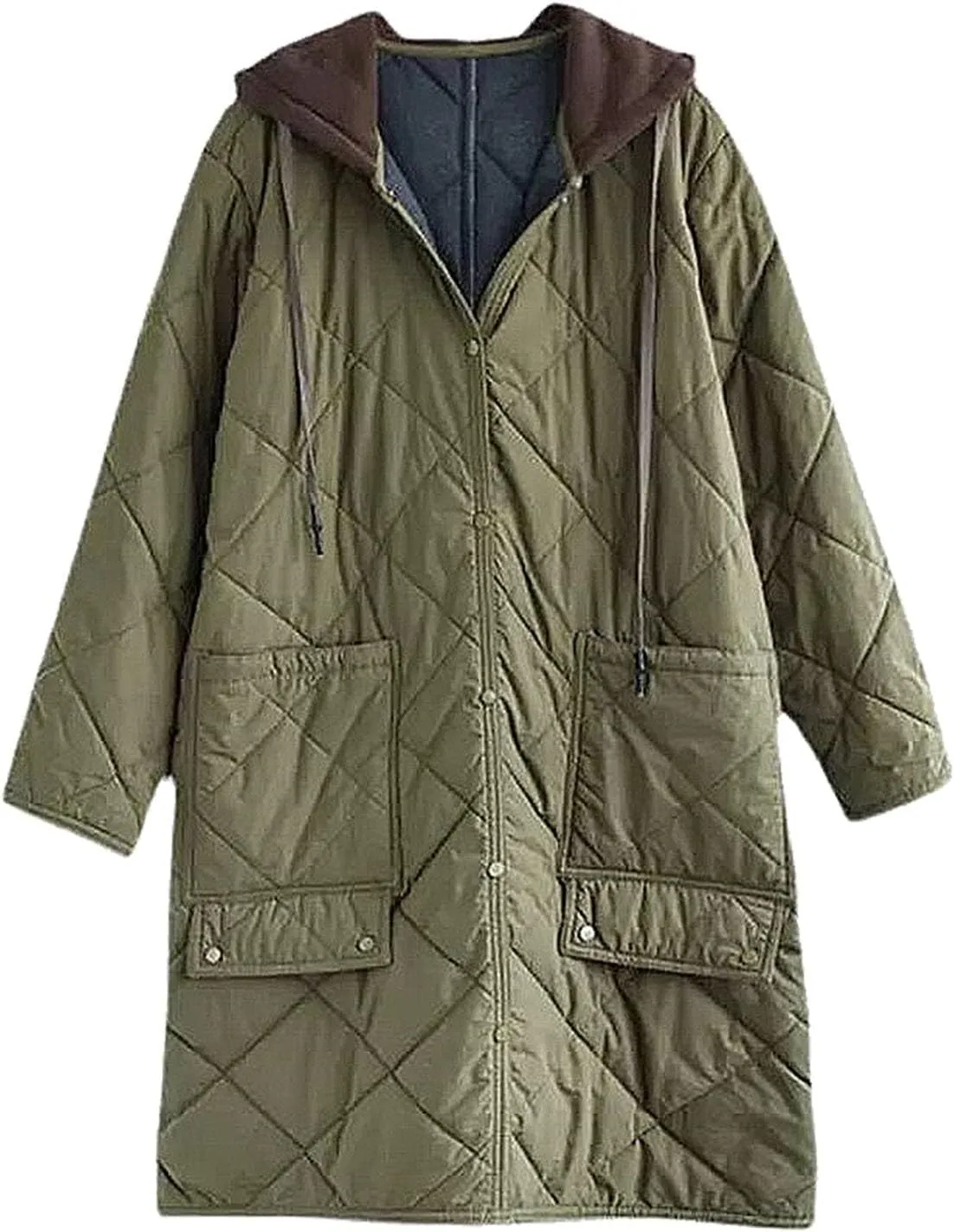 Womens 2024 Simple Solid Long Puffer Coat Long Sleeve Pockets Down Coat Casual Warm Slim Jacket Daily Winter Outfits