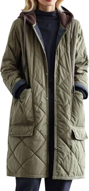 Womens 2024 Simple Solid Long Puffer Coat Long Sleeve Pockets Down Coat Casual Warm Slim Jacket Daily Winter Outfits