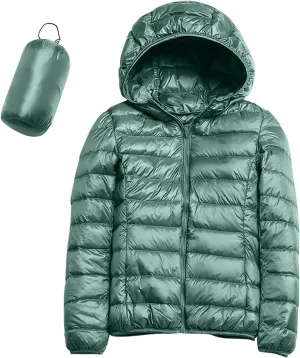 Womens 2024 Winter Warm Waterproof Solid Puffer Coat Zipper with Hood Quilted Down Coat Casual Slim Outdoor Overcoat