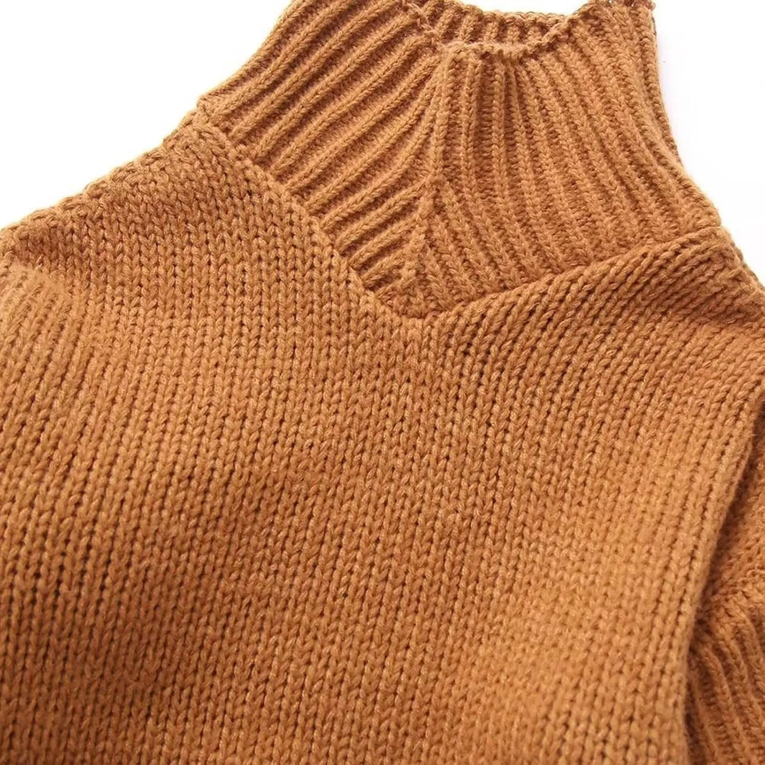 Women's Autumn Winter Oversized Long Sleeve Turtleneck Knit Sweater Cozy Fashion Top Fitted Sports Outerwear Western