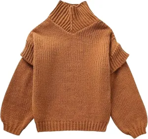 Women's Autumn Winter Oversized Long Sleeve Turtleneck Knit Sweater Cozy Fashion Top Fitted Sports Outerwear Western